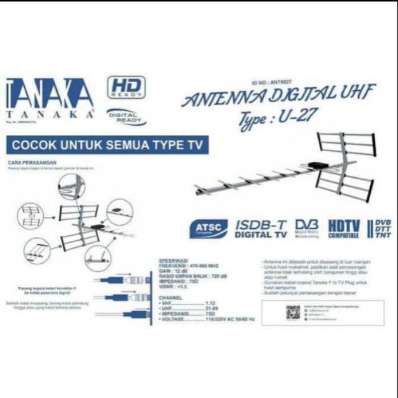 PAKET ANTENA DIGITAL REMOTE TANAKA /wh 888dgt U27 PLUS KABEL 15 M PROMO