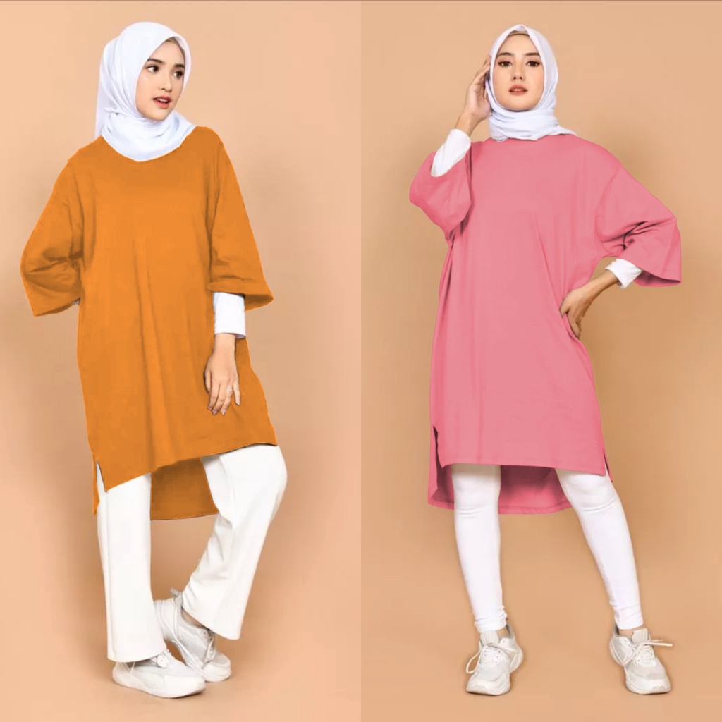 GR TUNIK BASIC OVERSIZE TERBARU ATASAN KAOS BASIC OVERSIZE MIDI DRESS SR152