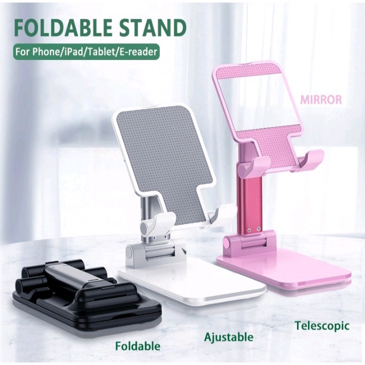 [BISA COD] Liftable Foldable Phone Holder Stand HP di Meja Folding Desktop