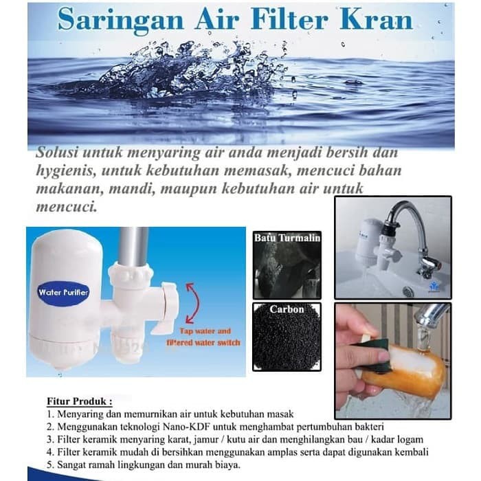 Alat Penyaring Air Minum Saringan Penjernih Air Keruh Water Purifier Penyaring Air Kran Kamar Mandi