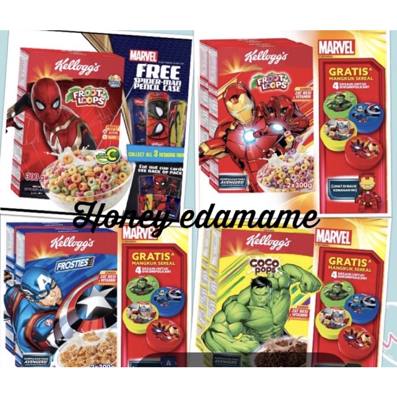 Kelloggs Marvel Spiderman cereal Froot Loops Coco Pops Frosties 300g 400g