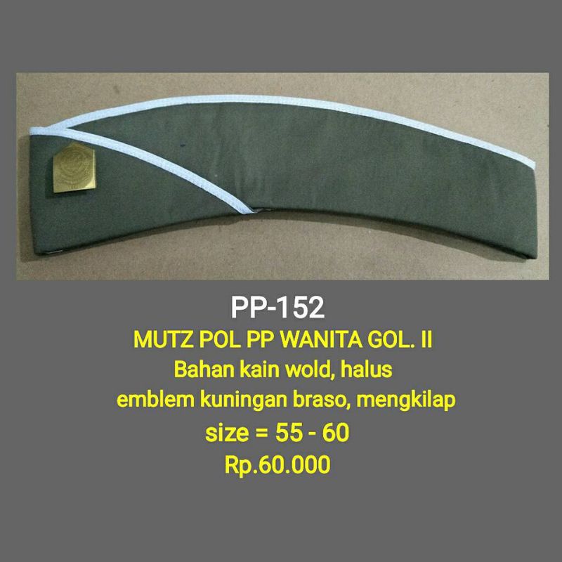 pp-152 mutz pol pp golongan 2 untuk wanita topi mutz pol pp golongan 2 untuk wanita