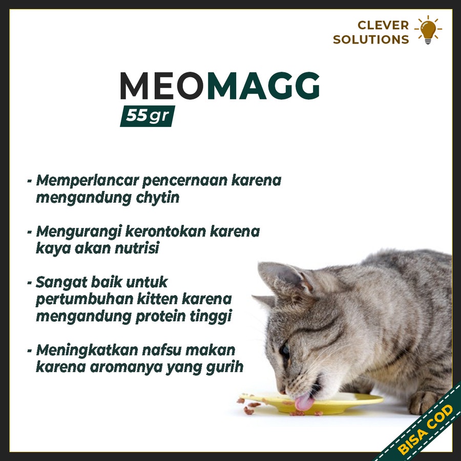 MEOMAGG Vitamin Penambah Nafsu Makan Imun Kucing Maggot Pelebat Bulu Vitamin Pelebat Bulu Kucing Protein Tinggi