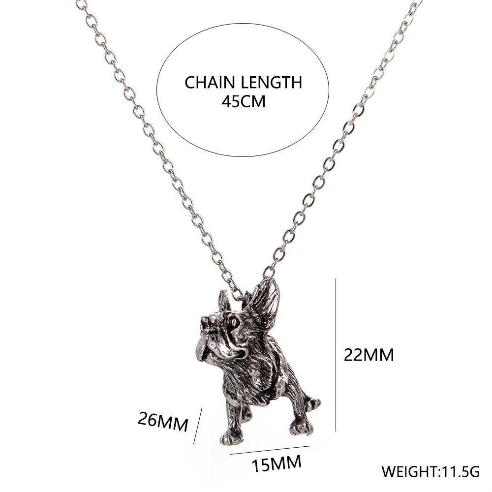 【COD Tangding】Pekingese Three-dimensional Fashion Cool Silver Black Pug Dog Pendant Unisex Necklace Chain Jewelry