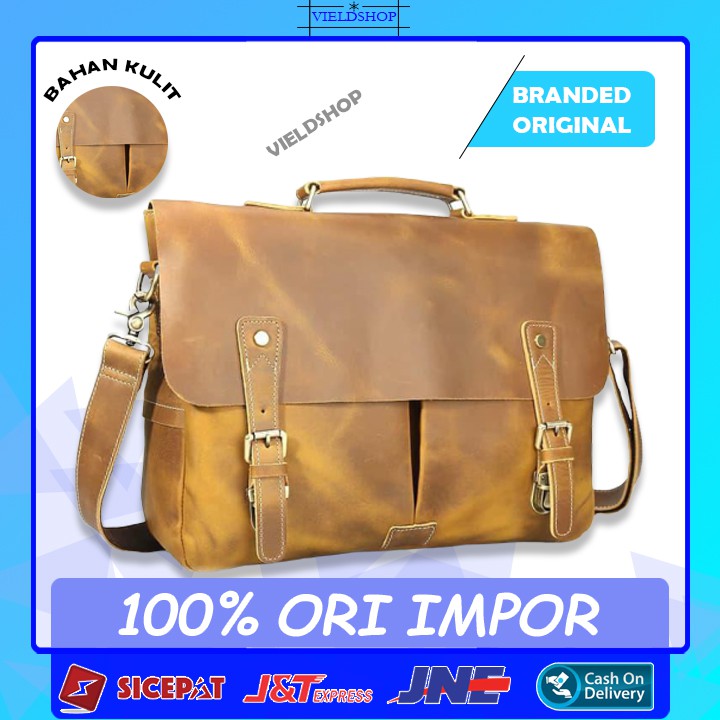 A3 TAS KANTOR KERJA SELEMPANG LAPTOP SLEMPANG KULIT ANTI AIR IMPORT ORIGINAL BRANDED PRIA COWOK