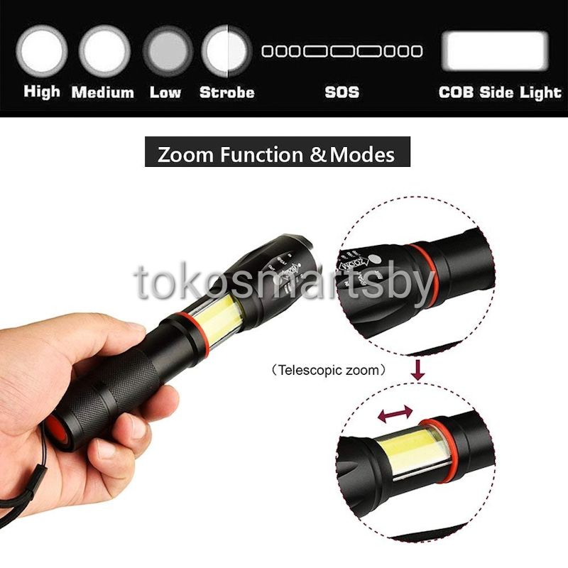 Senter Swat Police Cree T6 + COB + Magnet