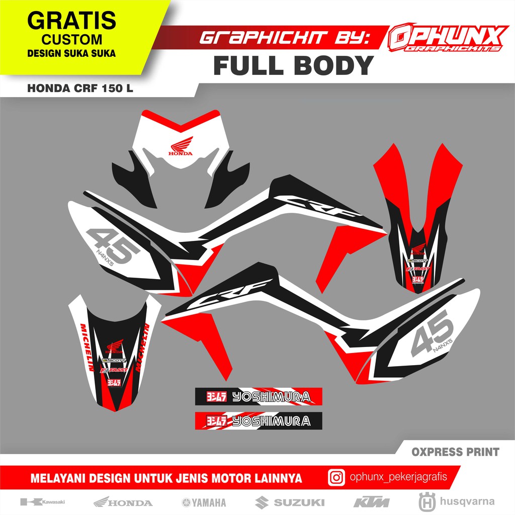 Sticker HONDA CRF 150 L Stiker Body Motor Custom No Motor Trail (20)