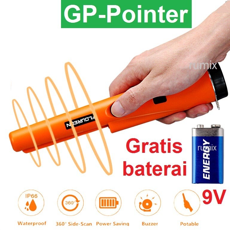 marzka GP Pointer S Metal Detector Alat Pendeteksi Logam Detektor Emas Harta Terpendam Metal Emas Perak Deteksi Tahan Air Free Baterai