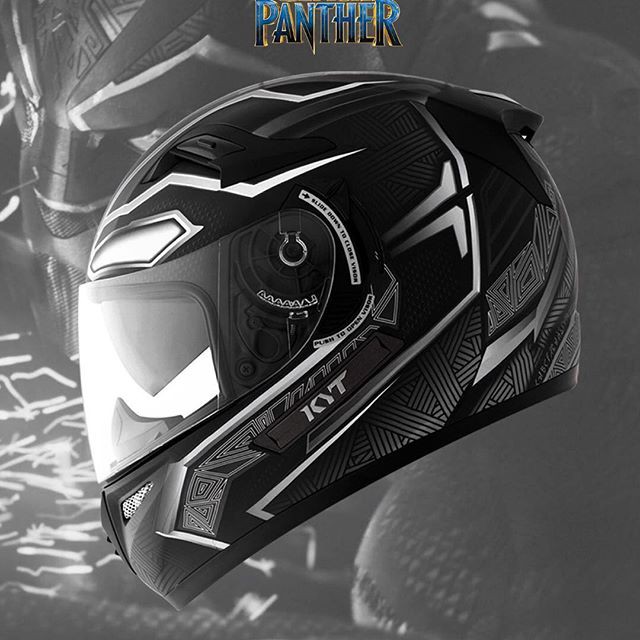 Helm KYT K2 Rider BLACK PANTHER Edition MARVEL Black Silver doff