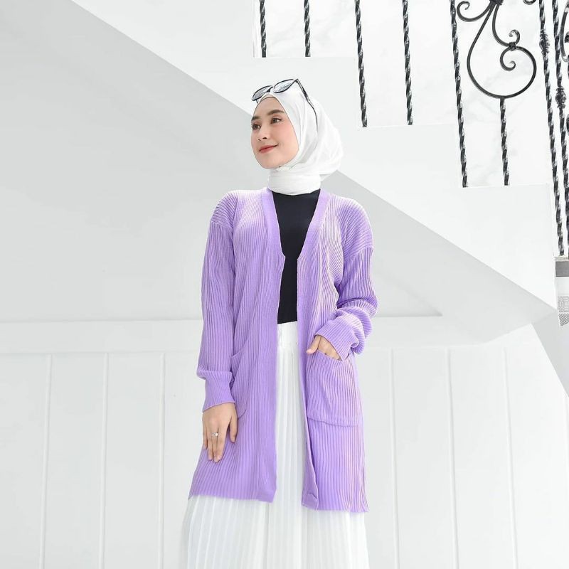 Mylea kardigan panjang rajut salur / Long cardy rajut premium