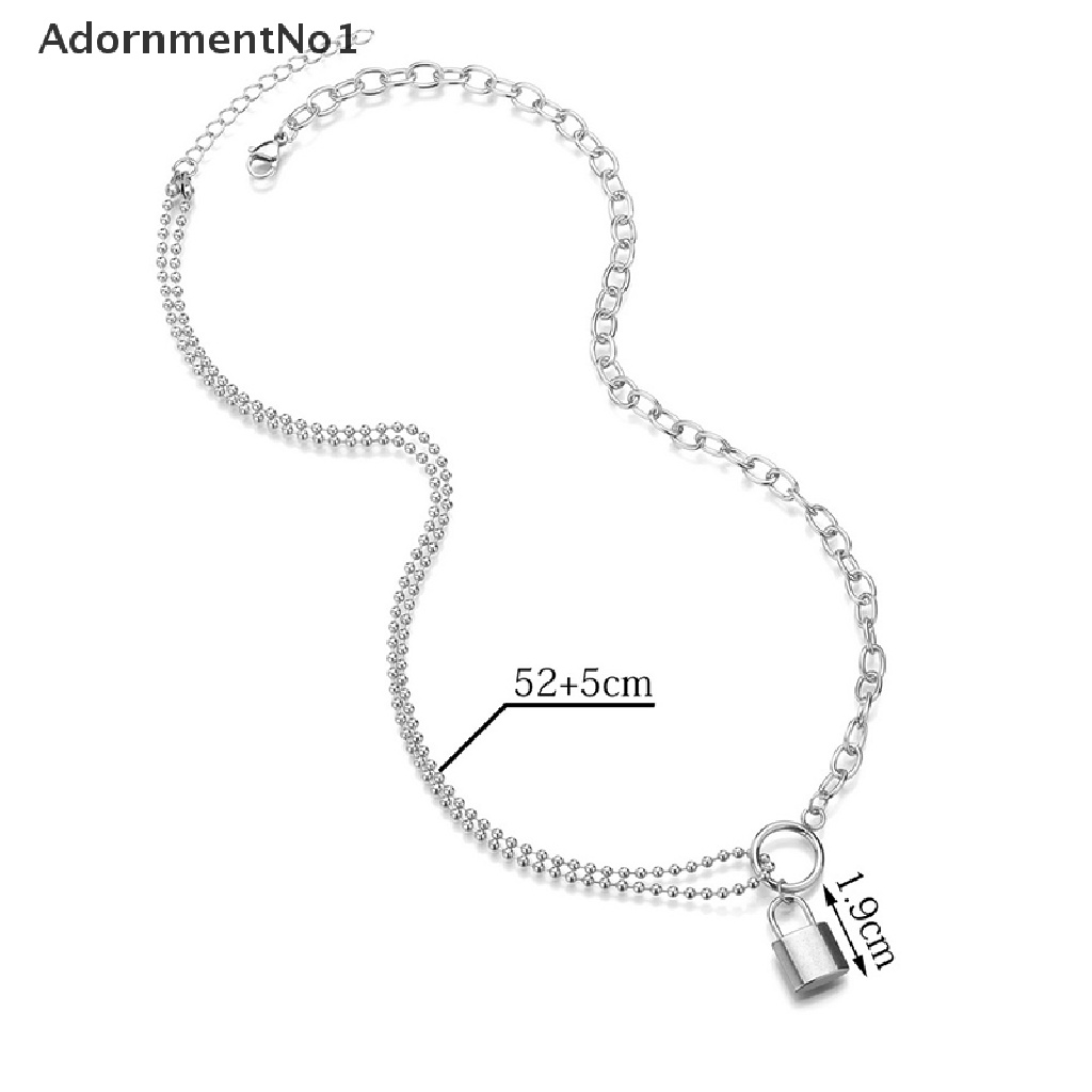 (AdornmentNo1) Kalung Rantai Dengan Liontin Gembok Bahan Stainless Steel Untuk Pria / Wanita