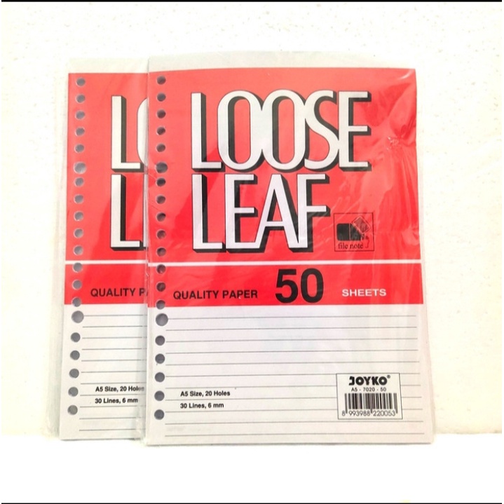 

Joyko loose leaf A5 isi 50 lembar / Kertas binder A5 Joyko