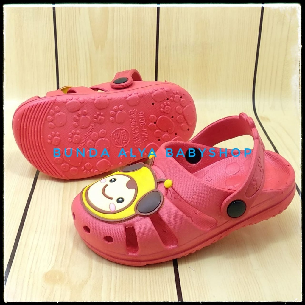 Sandal Anak Perempuan Karet Usia 3 4 Tahun MERAH - Sendal Anak Elastis Karet Anti Licin Motif Lucu Size 26 - 29