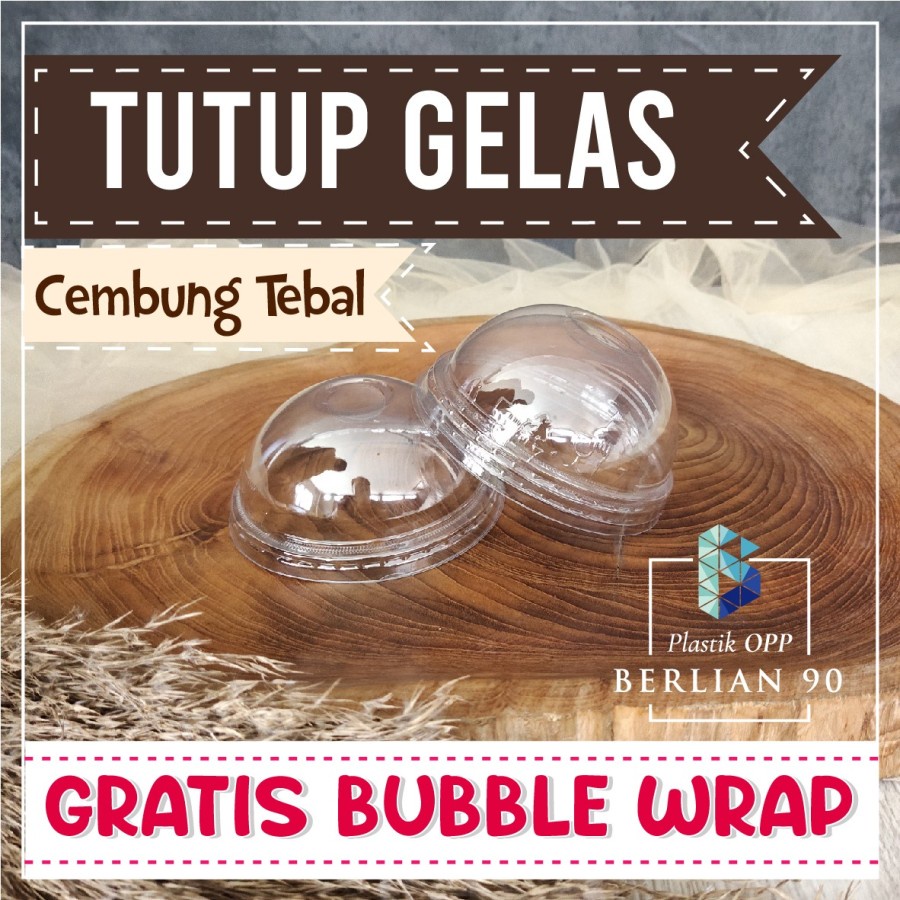 Tutup Gelas Minuman Plastik isi 50 / Tutup Kemasan Cup Plastik Cembung Tebal Bulat Termurah