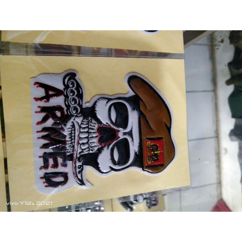 0STIKER TIMBUL TENGKORAK LOGO TNI-AD POLISI MILITER ARMED KAVALERI / STIKER MOBIL MOTOR TERMURAHl