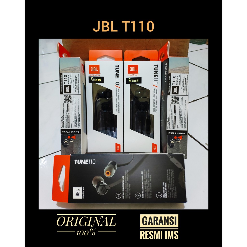 JBL T110 In Ear Earphone Headset microphone Garansi Resmi IMS 1 Tahun