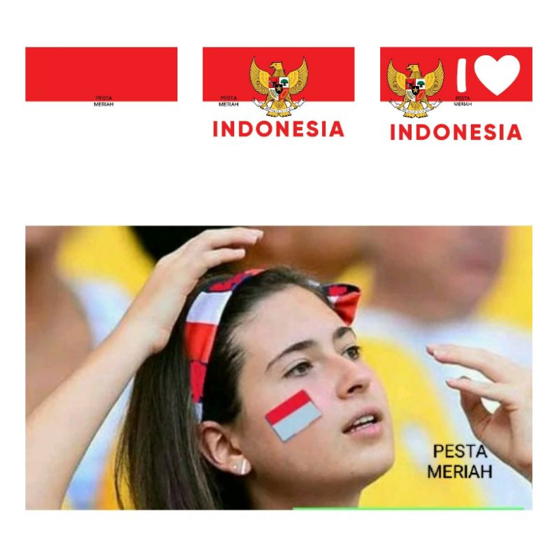 TERLENGKAP STIKER PIPI BENDERA MERAH PUTIH / STICKER PIPI MERAH PUTIH / TEMPELAN PIPI MERAH PUTIH / 