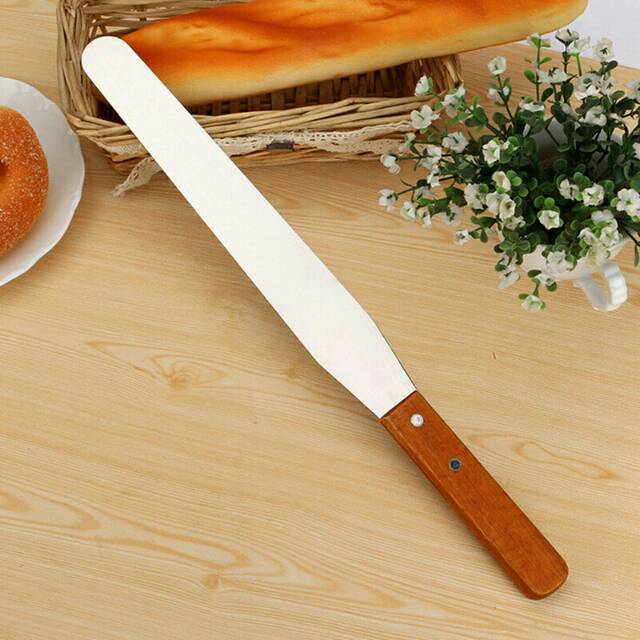 Spatula lurus spatula bengkok kue import stainless steel icing scrapper import