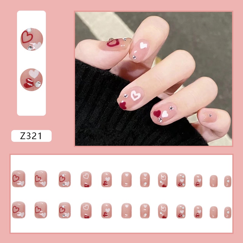 24pcs / Kotak Kuku Palsu Full Cover Z321 Untuk Dekorasi Nail Art