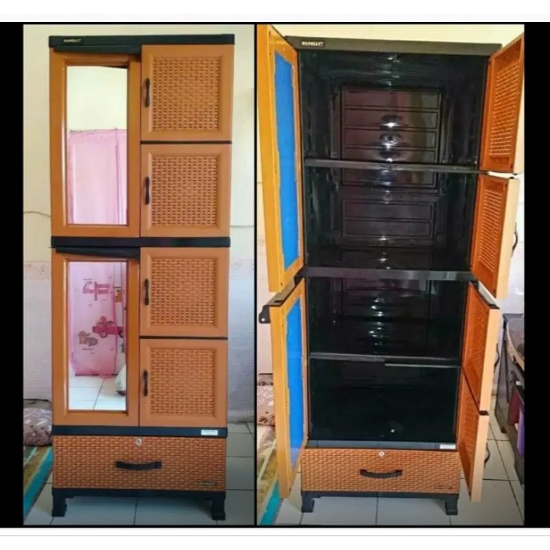 LEMARI NAPOLLY JUMBO 4 SUSUN+LACI LEMARI PLASTIK KACA