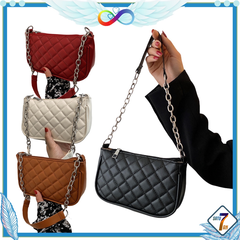 Satu7an T215 Tas Selempang Wanita Fashion Style Tas Wanita Tas Import Tali Rantai Sling Bag PU