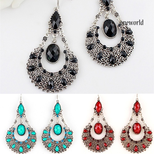 OW@ Fashion Women's Wedding Bridal Jewelry Hollow Rhinestone Waterdrop Dangle Earrings