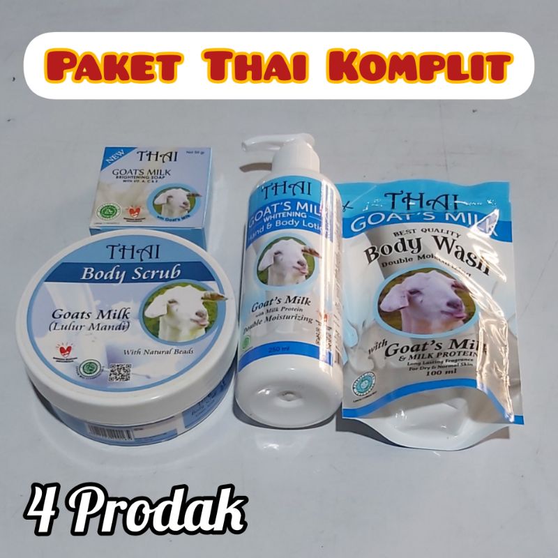 Paket Kecantikan Komplit 4 Pcs Skincare Thai Goat's Milk Extra Susu Kambing Whitening