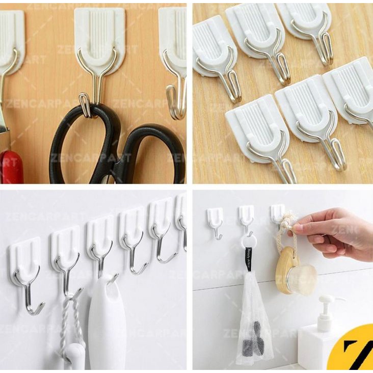 TERMURAH GANTUNGAN DINDING 1 set ISI 6 pcs Hook Hanger Tempel Multifungsi Kail