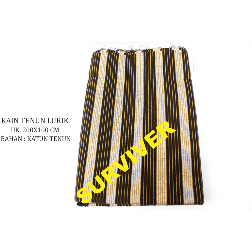 Kain Batik Tenun Lurik Khas Jogja Solo Motif Hitam Coklat Garis Original Halus