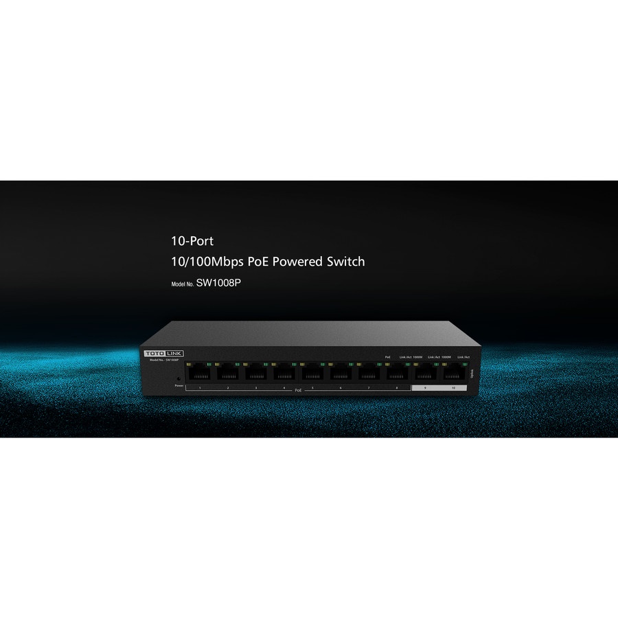 TOTOLINK SW1008P 10 Port 10/100 Mbps PoE Powered Switch