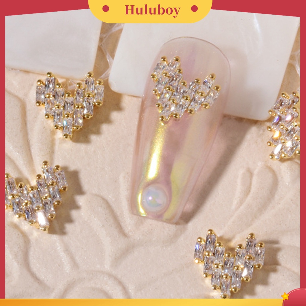 Huluboy Huluboy♡ 5 Pcs Dekorasi Kuku Bentuk Hati Bahan Cubic Zirconia Untuk Nail Art