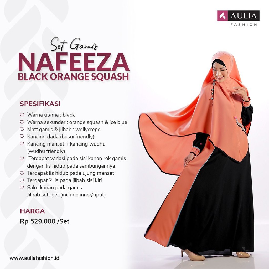 GAMIS AULIA NAFEEZA BLACK / GAMIS AULIA DEWASA