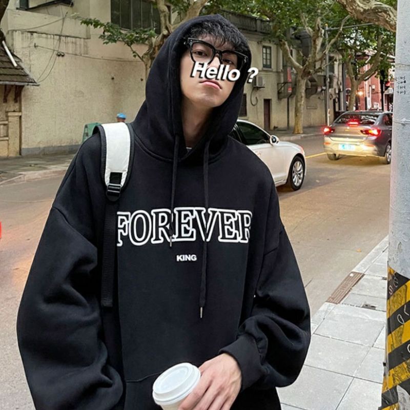 (S - 6XL) Hoodie Jumper FOREVER KING Korean Harajuku Style BIGSIZE Streetwear JUMBO Jaket Sweatshirt OVERSIZE Unisex XXXL XXXXL 4XL 5XL 2L