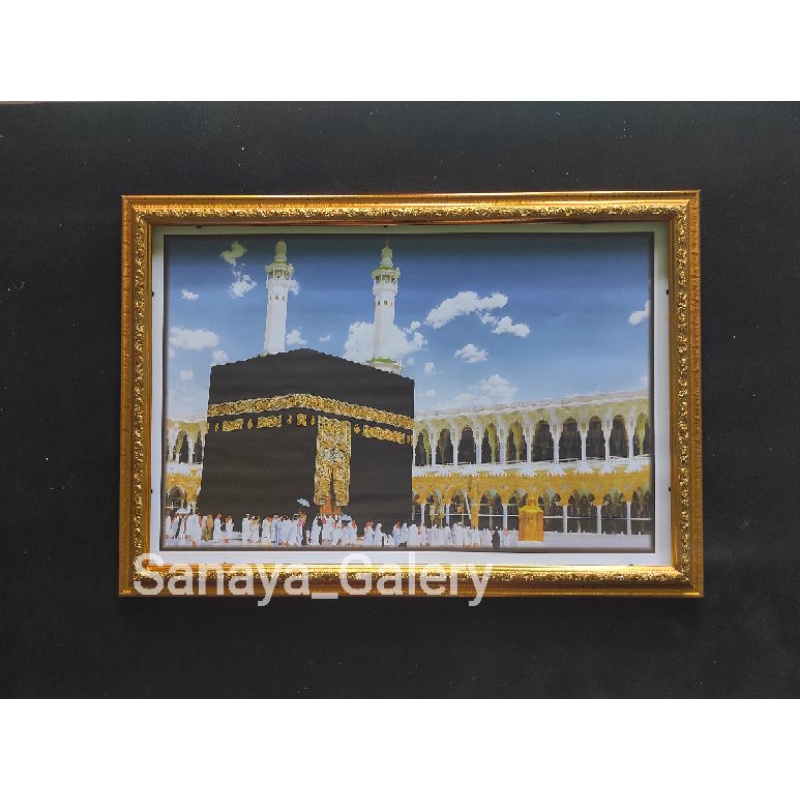 hiasan dinding gambar mekah kabah 3751 cm bingkai Murah