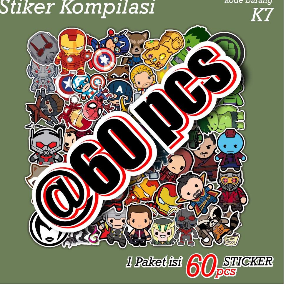 

M&W / [ MAC ] 60 PCS STICKER SUPERHERO KARAKTER SUPERHERO SUPERMAN HULK KAPTEN AMERIKA THOR LUCU AESTHETIC ANTI AIR UNTUK LAPTOP CASE TUMBLER KOPER HP - K7 //Readi@banyak
