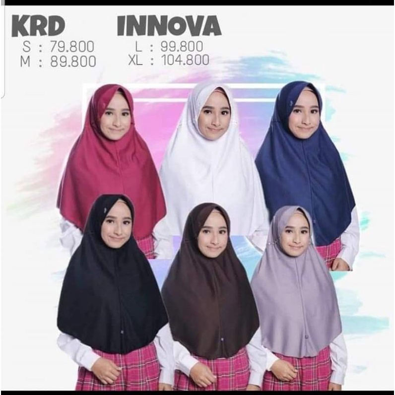 Jilbab Sekolah Bahan Kaos Ukuran SD SMP SMA Serut tali PITA