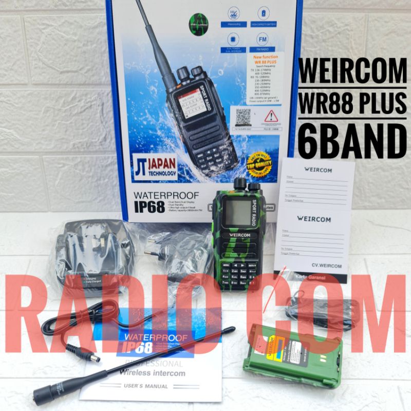 HT WEIRCOM WR88 PLUS 6BAND WATERPROOF HT WEIRCOM WR 88 PLUS SPORT RADIO 6BAND ORI HT WEIRCOM SPORT RADIO WR88 PLUS - ARMY