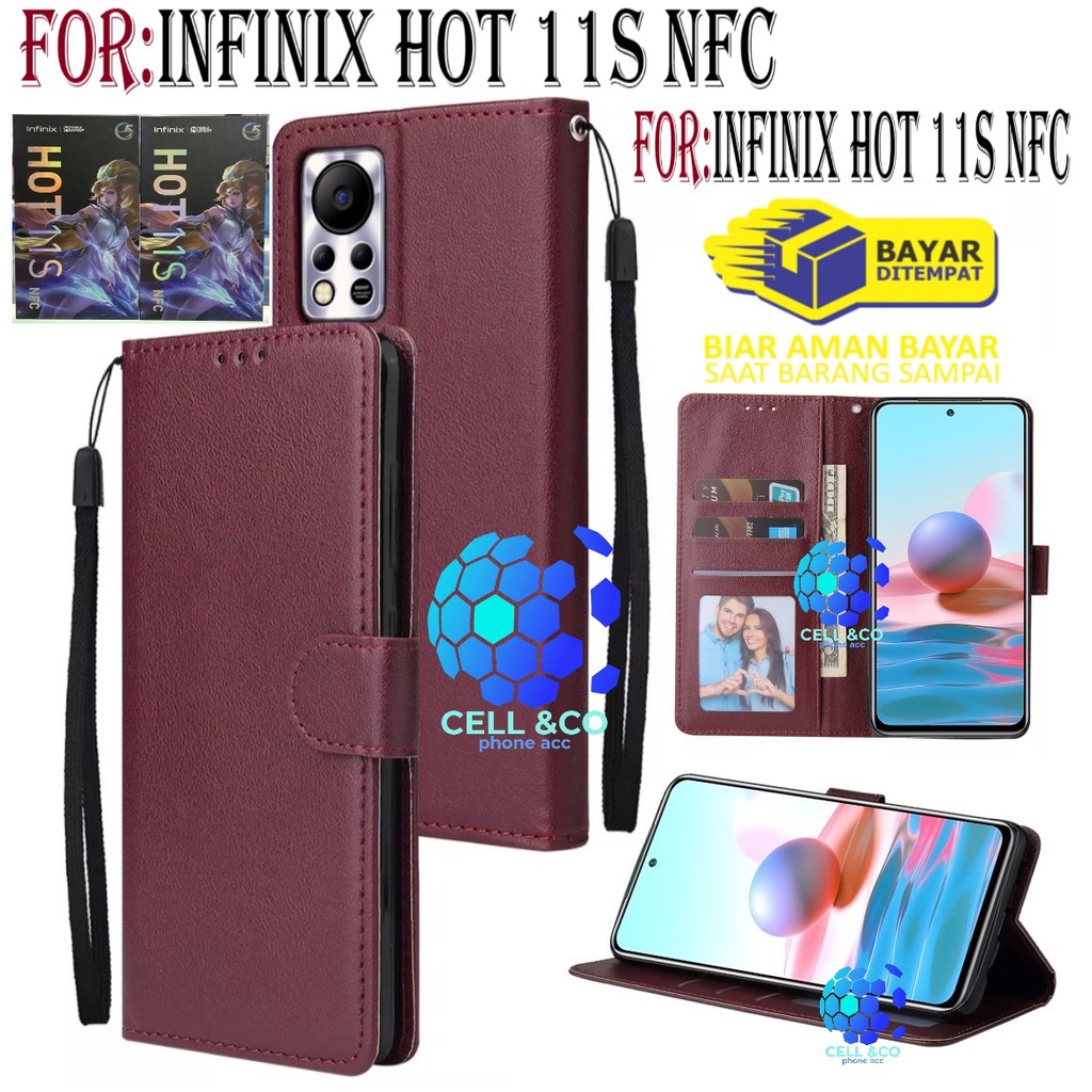 INFINIX HOT 11S NFC CASE FLIP LEATHER WALLET PREMIUM FLIP CASE BUKA TUTUP KESING HP CASING FLIP CASE WALLET INFINIX HOT 11S NFC