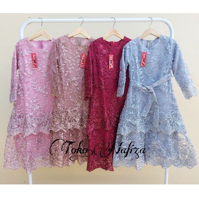 Gamis/Dress anak full burkat malaysia mewah burkat mutiara