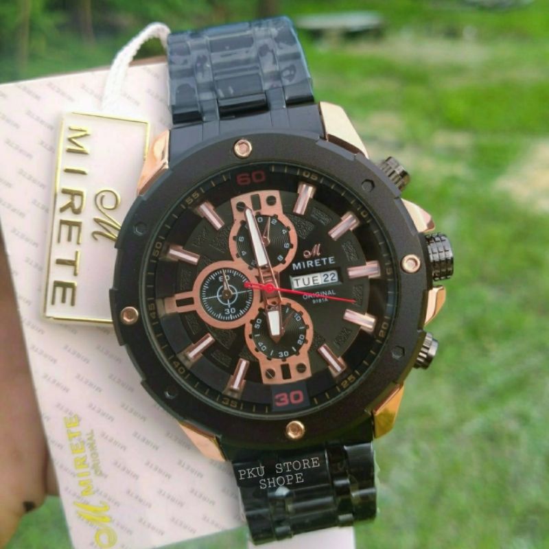 HARGA PROMO JAM tangan Pria Mirete Original Tahan Air Free Box Exklusif_ JAM Tangan Import Rantai Stainlees Steel Sporty Olahraga_Tanggal Hari Aktif_ Terlaris_ Pria_Original_Mirete_Tahan Air_ Anti Air _MURAH JAM Tangan Pria MIRETE ORUGINAL