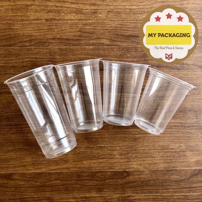 Gelas Cup Plastik TEBAL 12 oz 14 oz 16 oz | 12oz 14oz 16oz bahan PP (50pcs) Cocok untuk Usaha Minuman Tea ThaiTea Juice Milk Choco Coffee kopi teh boba Pop ice jus es buah Bisa di press tanpa tutup