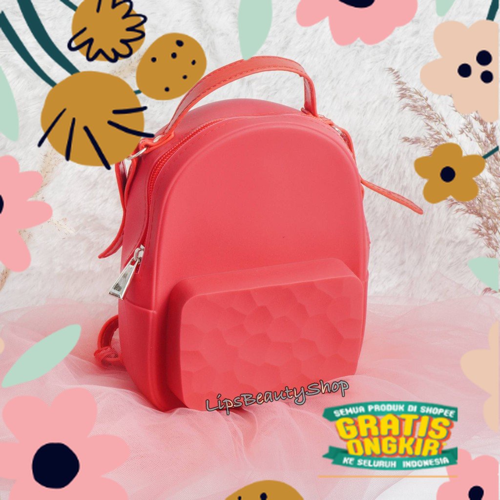 Merah Red fanta baby pink peach maron marun pelangi / TAS JELLY SLEMPANG USUPSO | WATER CUBE SILICON