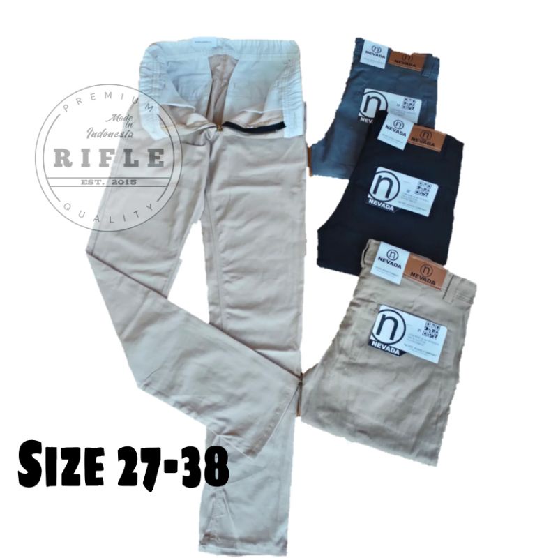 Celana Chino Slimfit Pria Katun Twill Stretch