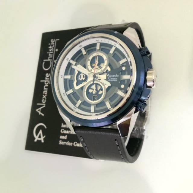 Jam Alexandre Christie AC 6504 MC black siover blue. Jam tangan pria