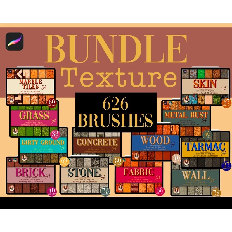 Procreate Brush - 629 Texture Brushes Bundle