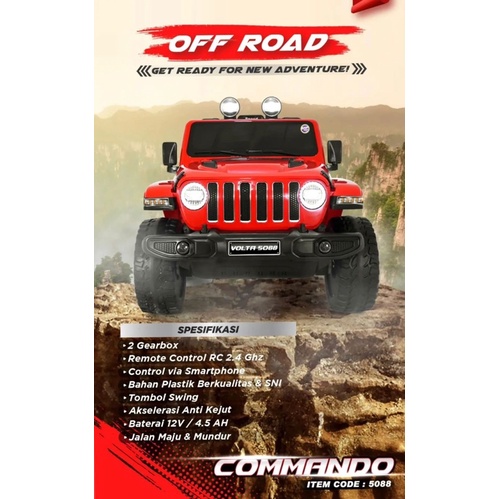 MOBIL AKI MAINAN ANAK JEEP OFF ROAD COMMANDO VOLTA 5088-1