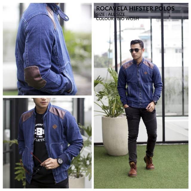 jaket jeans rocafela hipster polos