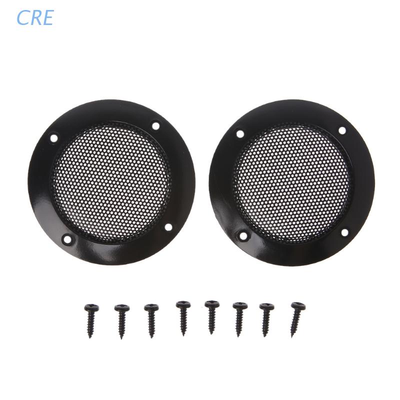 Cre 2pcs Jaring Mesh Pelindung Speaker Mobil Ukuran 2 &quot;Warna Hitam