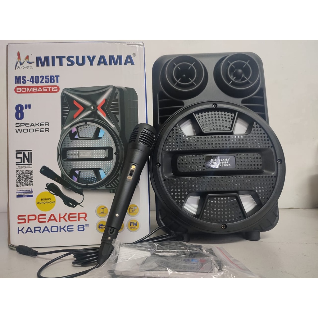 Speaker Bluetooth Karaoke Wireless Mitsuyama MS-4025BT 8 Inchi Free Mic Super Bass BOMBASTIS B