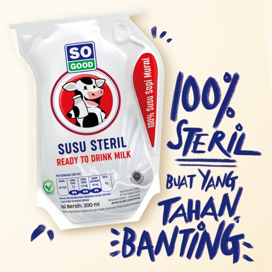 SUSU STERIL SO GOOD 200ML READY TO DRINK MILK HALAL